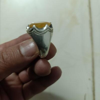 انگشتر نقره یاقوت زرد معدنی رکاب دست ساز