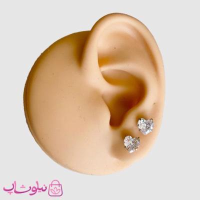 پیرسینگ گوش مدل قلب نگین سفید کد 599