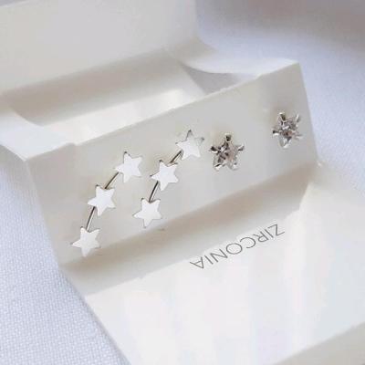 پک گوشواره 2 جفت نگین zirconia نقره 925 وارداتی