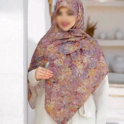 روسری نخی تابستانه کالباسی صورتی گلدار خنک