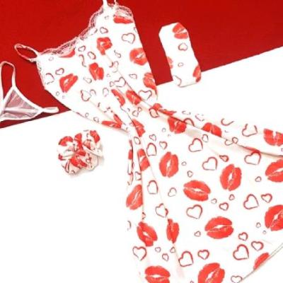 لباس خواب ساتن طرح لب