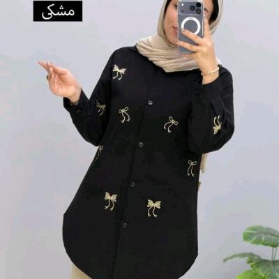 شومیز مانتویی گلدوزی پاپیون نخی