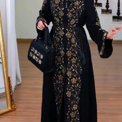 مانتو مجلسی کرپ ژوژرت وارداتی مدل عبایی با کیف