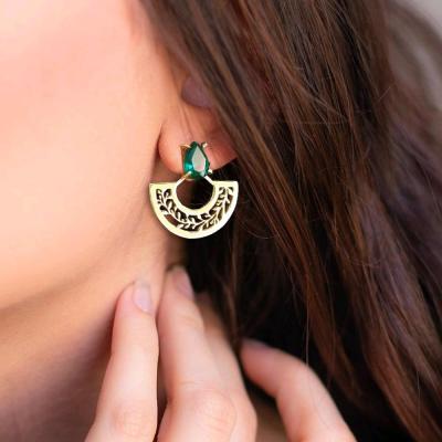 گوشواره میخی بهار از جنس برنج مجموعه برند هزاردستان