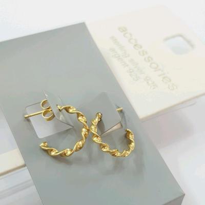 گوشواره حلقه ای نقره 925 با آبکاری طلا ، جنس نقره عیار 925