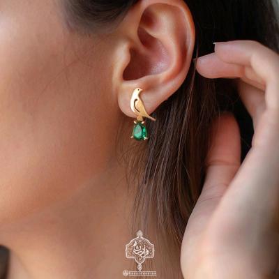 گوشواره پرنده مرغ مینا برنجی