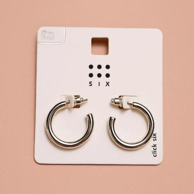 گوشواره نیم حلقه ای نقره ای روکش نقره برند six