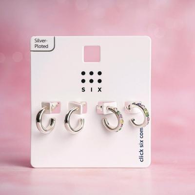 گوشواره نیم حلقه ای روکش نقره ضدحساسیت برند six