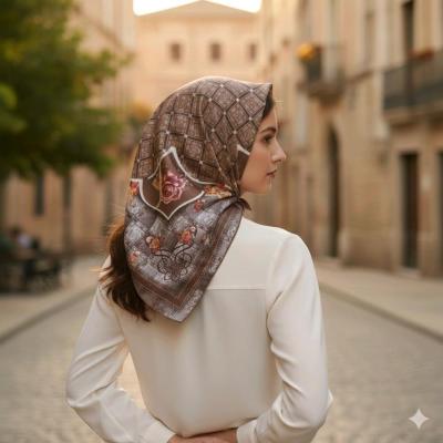 روسری دوردستدوز قواره 120 برند سوئیس گالری جذاب و زیبا