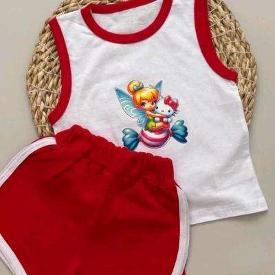 ست تاپ شلوارک دخترانه رنگ قرمز