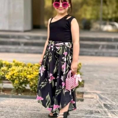 ست بچگانه کراپ و شلوار دخترانه ساحلی