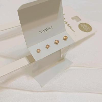 پک گوشواره 2 جفت ابکاری طلا نگین zirconia نقره 925 وارداتی