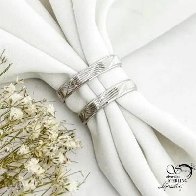 حلقه ست نقره طرح خطی با نقره ایتالیا کد 20996