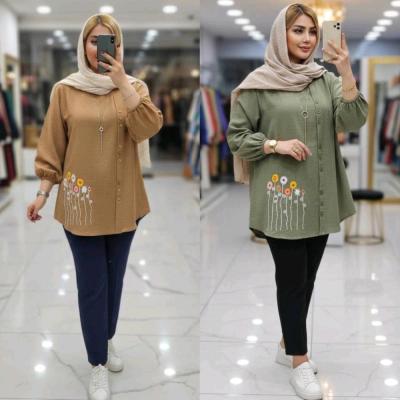تونیک جلو دکمه شانتون و گلدوزی