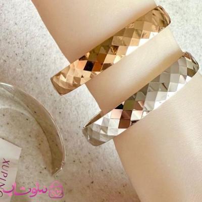 دستبند زنانه ژوپینگ مدل آینه ای با تراش های مثلثی سایز 3 کد 7591