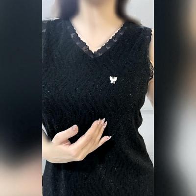 تاپ زنانه مشکی مجلسی لمه دار و گیپوری تاپ زیر مانتویی