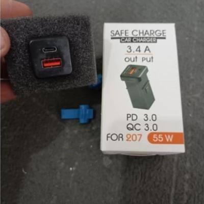 شارژر توکار خودرو مخصوص 207 تایپ سی و فست شارژ