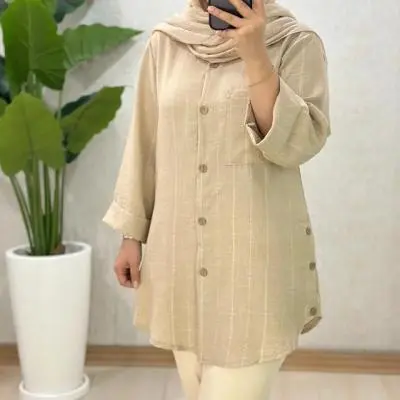 تونیک بهاره نخ شانتون رنگ کرم