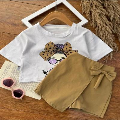 تی شرت شلوارک دختر پاپیونی دخترانه کد :4942