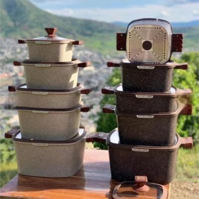 سرویس قابلمه زیو طرح جامبو مربعی 10پارچه بضمانت اصل ترکیه(( پس کرایه))