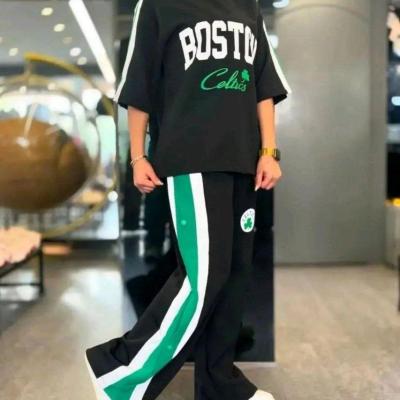 مانتو شلوار زنانه مدل ست تیشرت شلوار اسپرت زنانه مدل BOSTON جنس مازراتی درجه یک