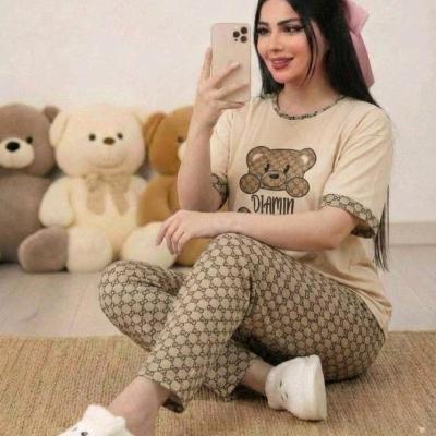 مانتو شلوار زنانه مدل ست تیشرت شلوار عروسکی زنانه مدل نسترن جنس گلکسی پنبه درجه یک