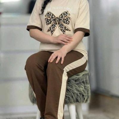 مانتو شلوار زنانه مدل ست تیشرت شلوار عروسکی زنانه مدل فلورا جنس پنبه گلکسی درجه یک