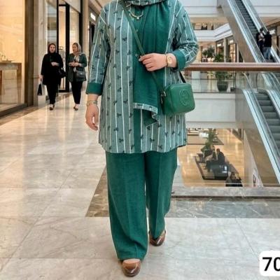 مانتو شلوار زنانه شانتون مدل طرحدار کد 70290 سایز بزرگ
