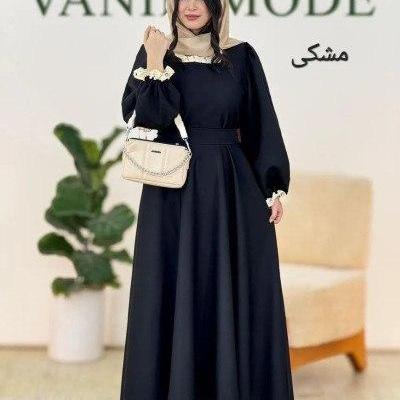 پیراهن مهمانی زنانه کرپ مدل الیزه عروسکی فری سایز