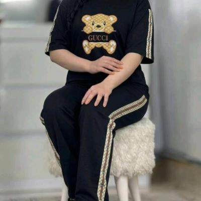 ست تیشرت شلوار مشکی پنبه گلکسی