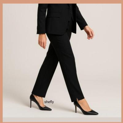 شلوار زنانه گاباردین راسته قد نود چاکدار