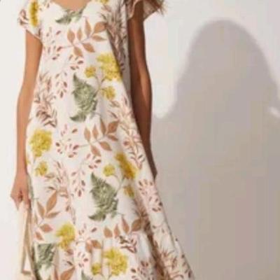 پیراهن روزمره زنانه کتان ترک مدل فون