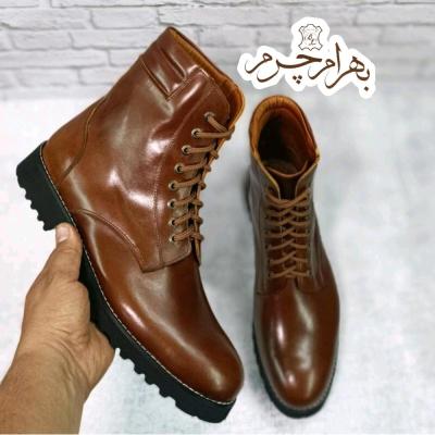 بوت مردانه اسپرت تمام چرم طبیعی دستدوز دماوند قهوه ای
