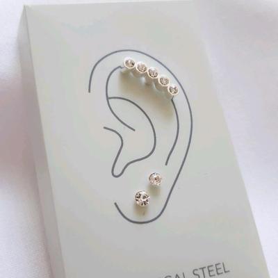پک‌گوشواره + پرسینگ پیچی نقره 925 وارداتی