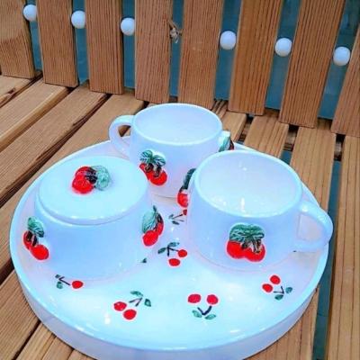 سرویس چای خوری آلبالویی 5 پارچه