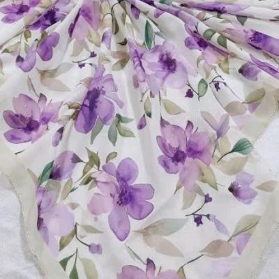 روسری نخی زنانه گل بنفش
