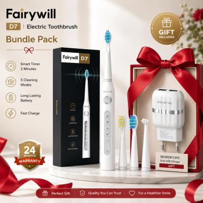 مسواک برقی هوشمند فیری ویل سفید مدل Fairywill D7 با پک هدیه شارژر