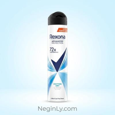اسپری ضدتعریق رکسونا (Rexona) مدل Cotton Dry - محافظت 72 ساعته و حس تازگی پنبه‌ای