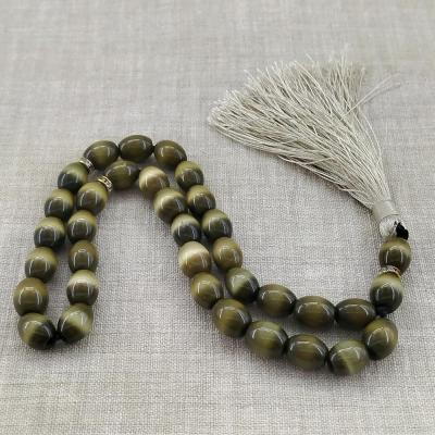 تسبیح سنگ چشم گربه 33 مهره ای سایز 10 میل