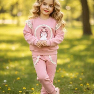 بلوز و شلوار دخترانه رنگ گلبهی طرح قابدار