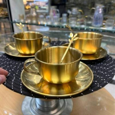ست فنجان و نعلبکی استیل طلایی