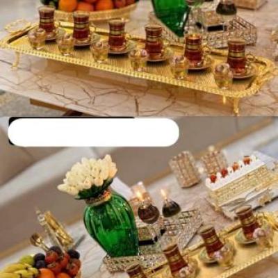 سینی طلایی یک متری پایه دار اماراتی سینی پذیرایی مجلسی و لوکس ارسال پس کرایه