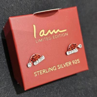 گوشواره کلاه کریسمس نقره 925 وارداتی