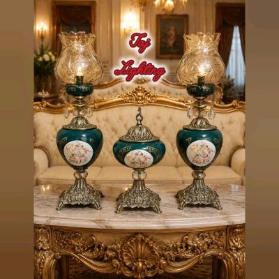 (ست سه تیکه) آباژور چراغ رومیزی و کاپ رومیزی طرح فرشته مدل سیراژ
