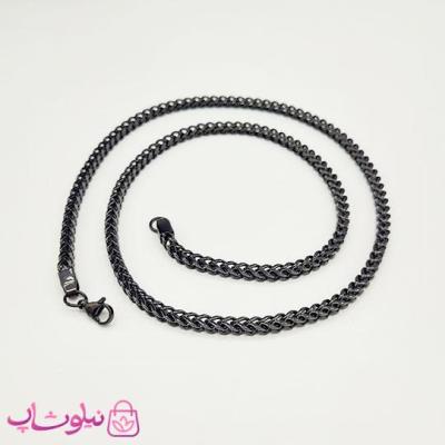 زنجیر مردانه میرو (فرانکو) مشکی استیل 60 سانت 4 میل کد 350
