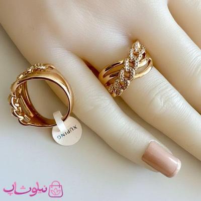 انگشتر زنانه ژوپینگ طرح ضربدری مجلسی کد 2991