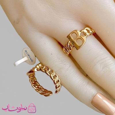 انگشتر زنانه ژوپینگ مدل حرف B فری سایز کد 90