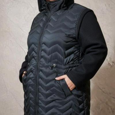 کاپشن کلاهدار پافرشو ترکیبی جنس مموری و فوتر سایز بزرگ