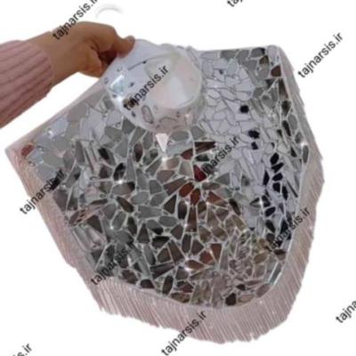 یقه حجاب عروس ایینه دوزی درخشان