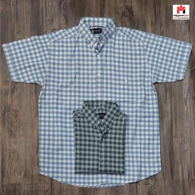 پیراهن آستین کوتاه مردانه XL-4XL چهارخانه ریز